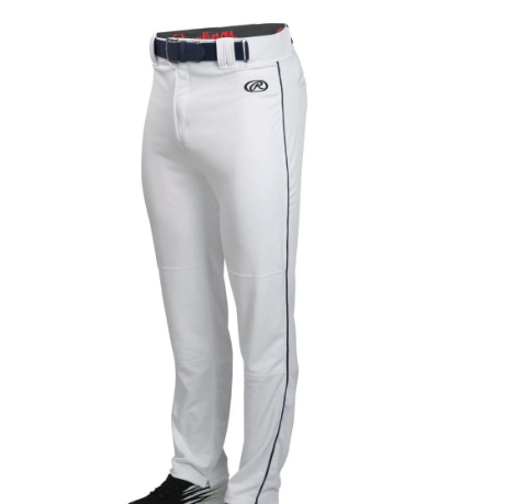 Official white and navy Rawlings Adult Launch piped baseball pant
